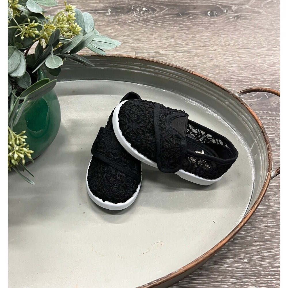Girls Boutique Black Lace Flats Toddler Size 3 Easy Close NEW
